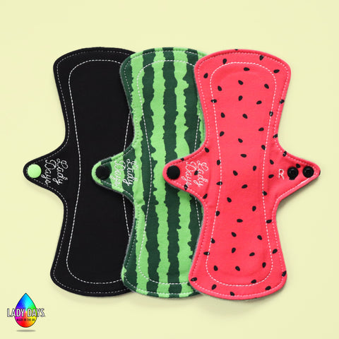 Watermelon 9" Regular Cloth Menstrual Pad Set | Made in the U.K by Lady Days