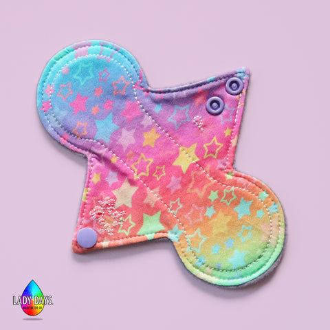 Rainbow Stars Print 7" Reusable Cloth Panty Liner | Made in the U.K by Lady Days™