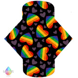 Rainbow Heart Print Reusable Cloth Sanitary Pad | Made in the U.K by Lady Days™