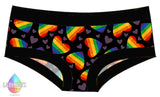 Period Pants - Rainbow Hearts Print | Made in the U.K by Lady Days™