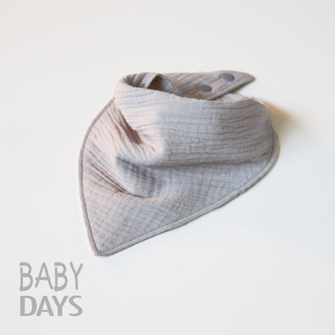 Muslin Dribble Bib - Silver Grey - Lady Days Cloth Pads