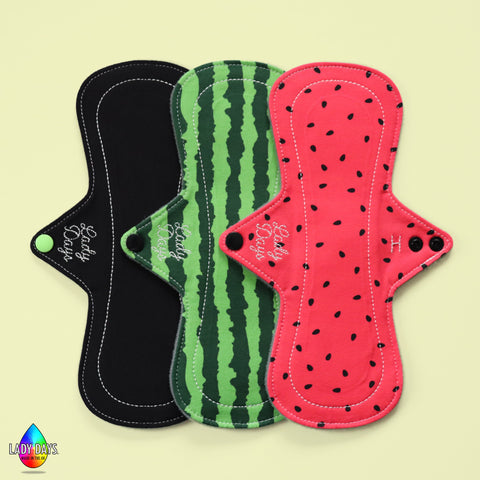 Watermelon 10" Heavy Cloth Menstrual Pad Set | Made in the U.K by Lady Days