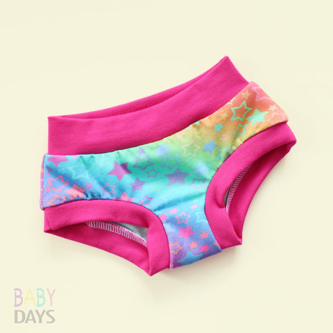 Rainbow stars design Kids Unisex Scrundies Underwear | Hand Made in the U.K by Lady Days
