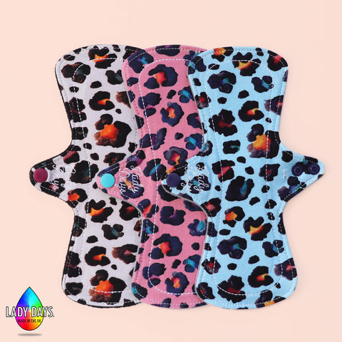 animal print 9" Regular Cloth Menstrual Pad Set | Made in the U.K by Lady Days