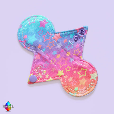 Rainbow Stars Prints 6" Reusable Cloth Panty Liner | Made in the U.K by Lady Days™