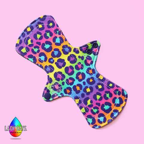 Rainbow Leopard Print Regular Reusable Cloth Menstrual Pad | Made in the U.K by Lady Days™