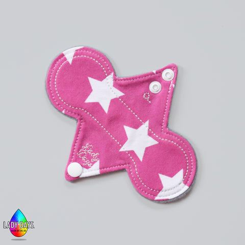 Pink Star Print 6" Reusable Cloth Panty Liner | Made in the U.K by Lady Days™