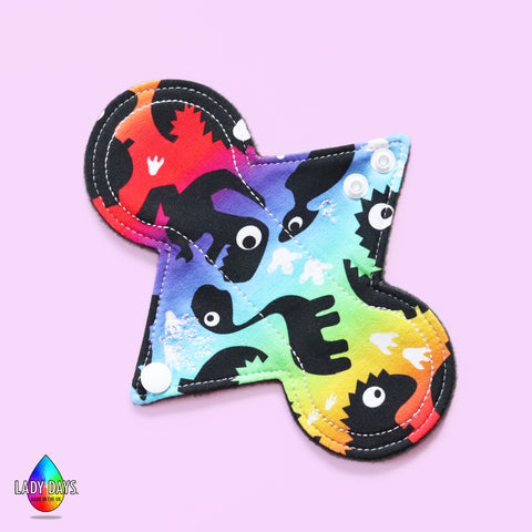 Rainbow Dinosaurs 7" Reusable Cloth Panty Liner | Made in the U.K by Lady Days™