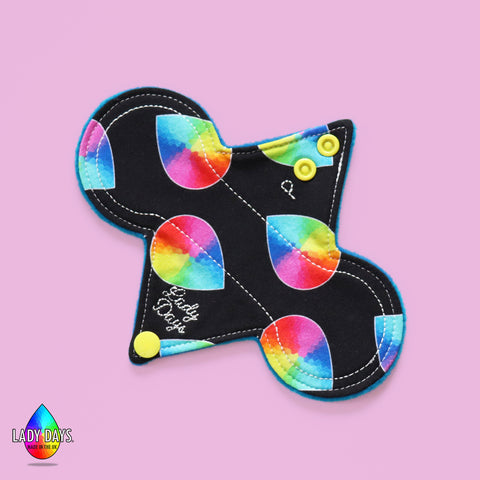 Rainbow Drop Print 7" Reusable Cloth Panty Liner | Made in the U.K by Lady Days™