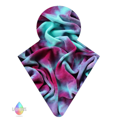 LADY DAYS CLOTH MENSTRUAL PADS TOPPED WITH HAND DYED COTTON VELOUR IN MAGENTA BURST