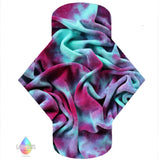 LADY DAYS CLOTH MENSTRUAL PADS TOPPED WITH HAND DYED COTTON VELOUR IN MAGENTA BURST