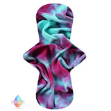 LADY DAYS CLOTH MENSTRUAL PADS TOPPED WITH HAND DYED COTTON VELOUR IN MAGENTA BURST