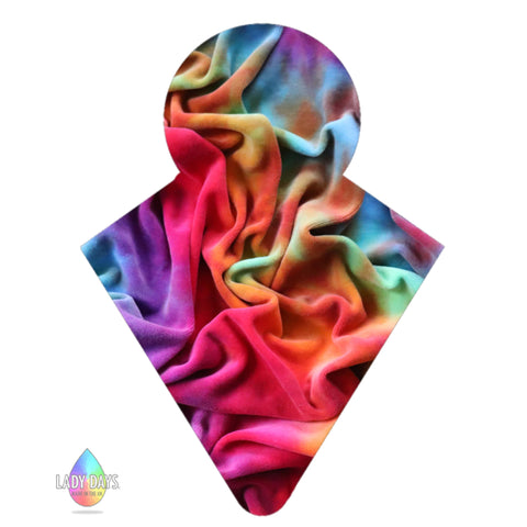 LADY DAYS CLOTH MENSTRUAL PADS TOPPED WITH HAND DYED COTTON VELOUR IN SOFT BRIGHTS