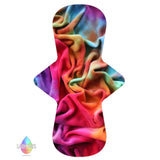 LADY DAYS CLOTH MENSTRUAL PADS TOPPED WITH HAND DYED COTTON VELOUR IN SOFT BRIGHTS