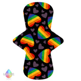 Rainbow Heart Print Reusable Cloth Sanitary Pad | Made in the U.K by Lady Days™
