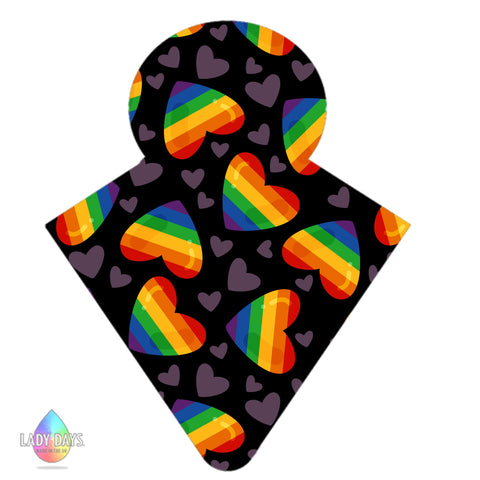 Rainbow Heart Print Reusable Cloth Sanitary Pad | Made in the U.K by Lady Days™