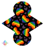 Rainbow Heart Print Reusable Cloth Sanitary Pad | Made in the U.K by Lady Days™